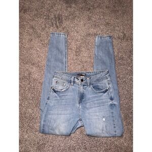 Fashion Nova Women's Light Blue High-Waisted Distressed‎ Skinny Jeans